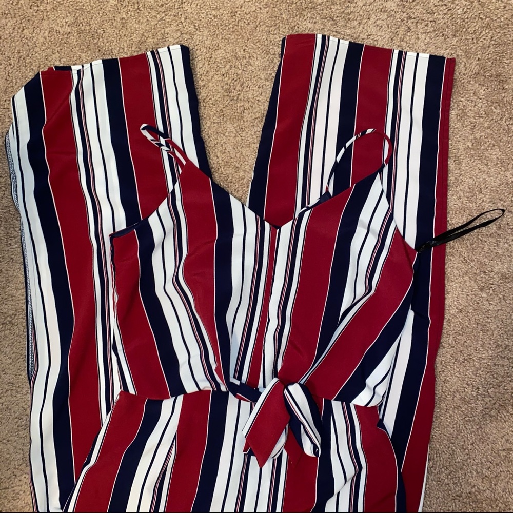 Red white and Navy Romper